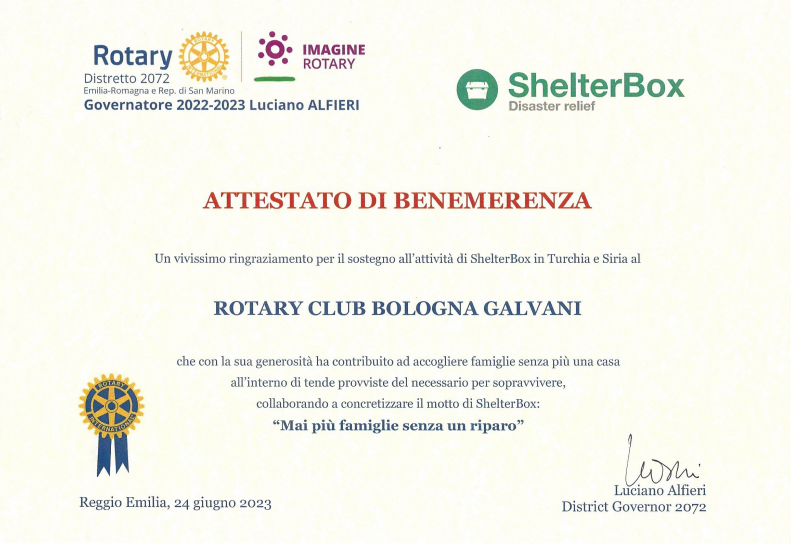 Attestato benemerenza Rotary